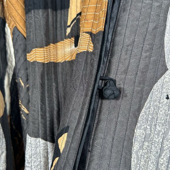 VTG Icinoo 100% Silk Jacket Women Size Medium Art Abstract Brown Gray Black 90s - Picture 4 of 8